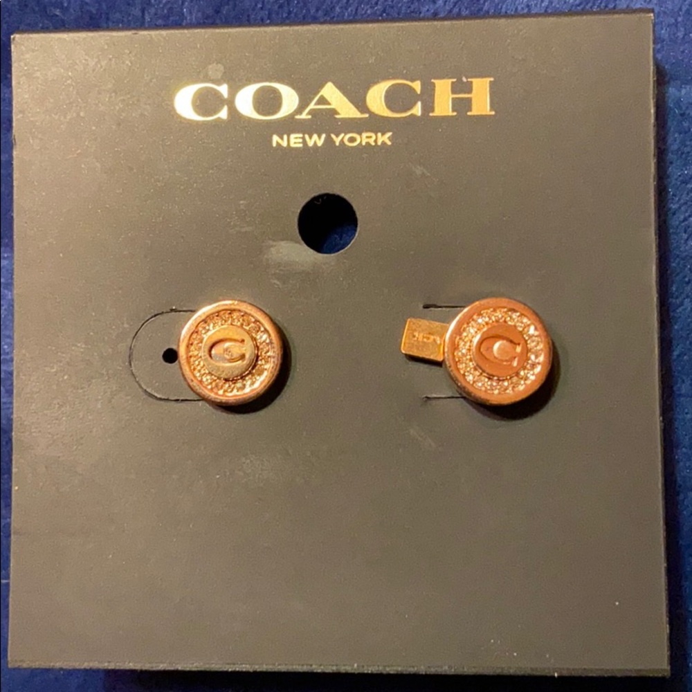 Coach rose gold studs with Swarovski crystal